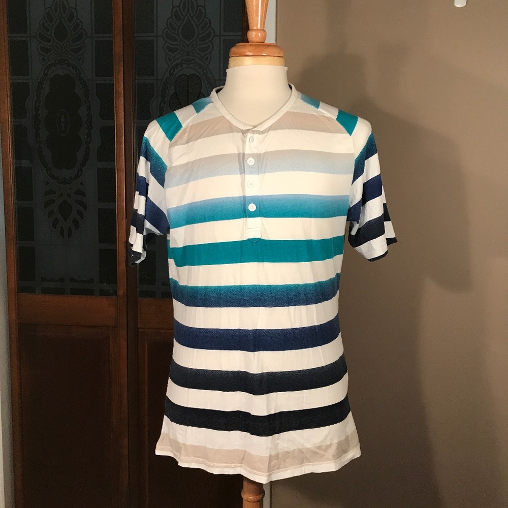 J.C. Rags Striped Short Sleeve Henley Tee